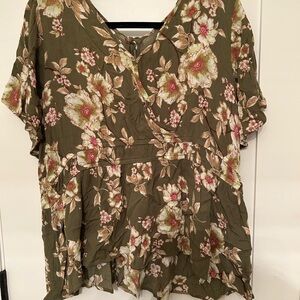 Floral Green Women's Top